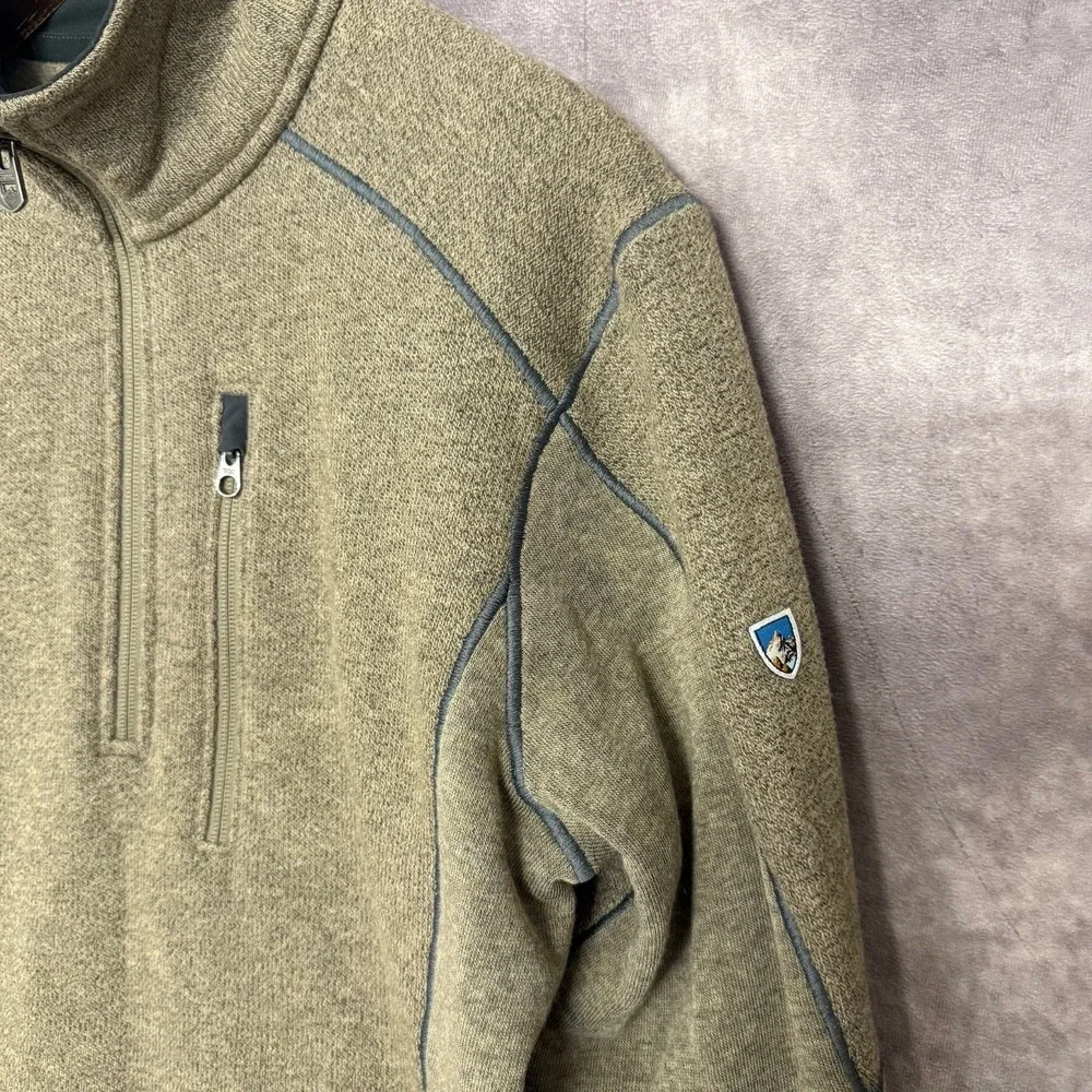 KUHL Revel Half Zip Fleece Pullover Kashmira Mens Medium Oatmeal Brown - Picture 2 of 10